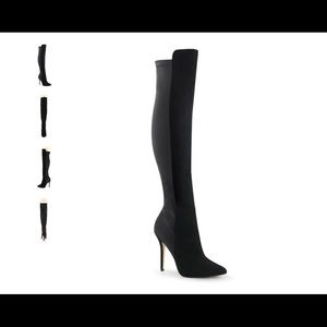 Pleaser Black Suede Thigh High Boots w Hidden Platform (USED SIZE 12M) Women’s